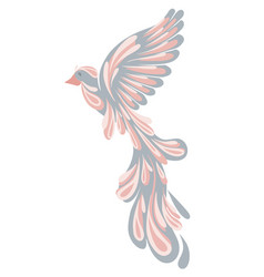 Flying Stylized Bird In Pastel Colors