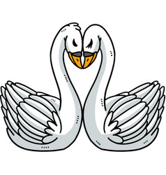 Love Swans Cartoon Colored Clipart