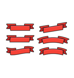 Set Red Isolated Banner Ribbons On White