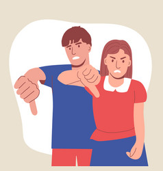 Disappointed Couple Man And Woman With Thumb Down