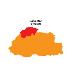 Gasa State And Regions Map Highlighted On Bhutan