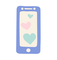 Mobile Phone With Hearts On The Screen