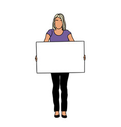 Woman Holding Blank Advertising Banner Art