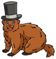 Groundhog With Top Hat Cartoon Colored Clipart