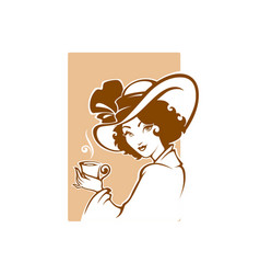 Victorian Lady Portrait Holding A Cup Of Tee