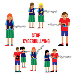 Stop Cyberbullying Poster In A Flat Style Fine