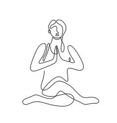 One Line Yoga Girl Doing Meditation For Mental