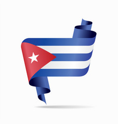 Cuban Flag Wavy Ribbon Background