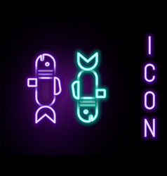 Glowing Neon Line Pisces Zodiac Sign Icon