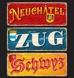 Neuchatel Zug Schwyz Swiss City Plates Stickers