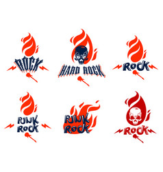 Skull In A Flames Hard Rock Music Logos Or