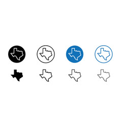 Texas Map Icon Set State Shape And Flag Symbol In