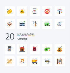 20 Camping Flat Color Icon Pack Like Band Aid