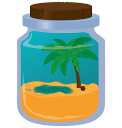 Coconut Palm On Sandy Beach In Glass Jar Artwork