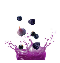 Purple Fruit Juice Mix Splash And Ripe Berries