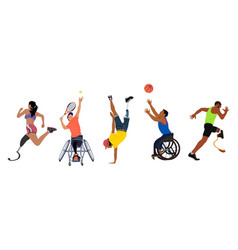 Set Of Diverse Sport People With Disabilities