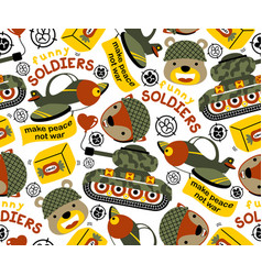 Seamless Pattern Of Animal Soldier Army Vehicle