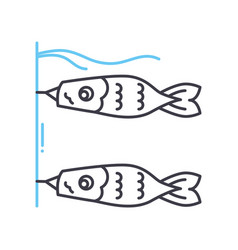 Carp Flag Line Icon Outline Symbol