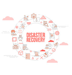 Disaster Recovery Concept With Icon Set Template