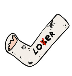 Broken Leg Cast Doodle With Lover Loser Text