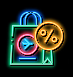 Duty Free Paper Bag Neon Glow Icon