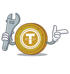 Mechanic Tether Coin Mascot Cartoon