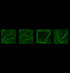 Set Of Distorted Grid Square Neon Pattern