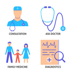 Medical Consultation Icon Set In Flat Style