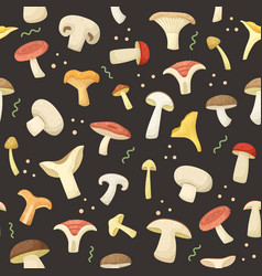 Seamless Pattern With Different Types Of Mushrooms