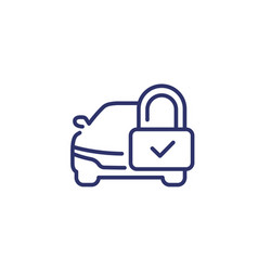 Car Alarm Or Protection Line Icon With Lock