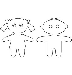 Dolls Little Boy And Girl Black Line Silhouette