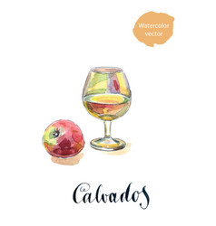 Glass Of Calvados With Red Apple