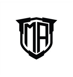 Ma Logo Monogram Letter With Shield Shape Design