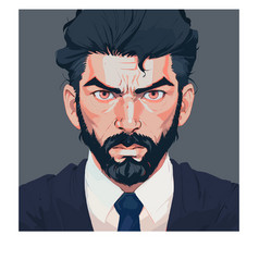 Portrait Of An Angry Bearded Man