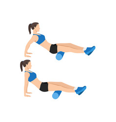 Woman Doing Foam Roller Hamstring Stretch Exercise