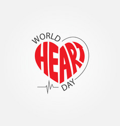 World Heart Day Lettering Logo On Love Shap