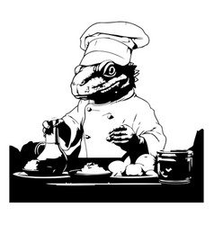 A Crocodile Chef With A Plate Of Food