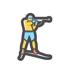 Biathlon Shooter Skier Aim Icon Cartoon