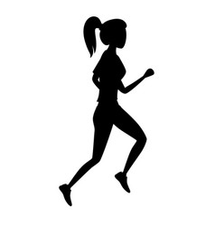 Black Silhouette Women Running In Sports Wear