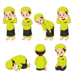 Cute Muslim Boy Perform Prayer Steps