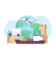 Delivery Methods Around World Flat Concept