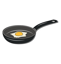 Fried Egg In A Black Frying Pan Color