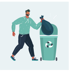 Man Throwing Trash Into A Basket