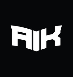 Ak Logo Monogram With Shield Slice Shape Design