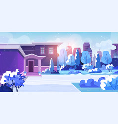 Winter Town Snowy Residential House Area Cityscape