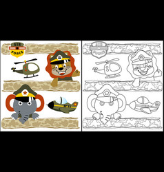 Cartoon Of Funny Animals With Military Aircraft