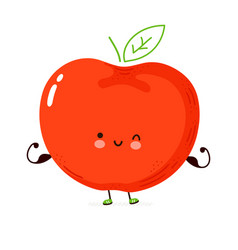 Cute Funny Apple Fruit Show Muscle Hand