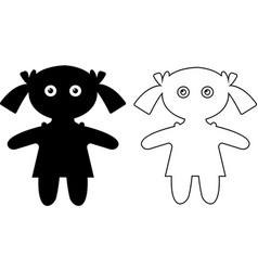 Dolls Little Girl Black Silhouette Icon Set