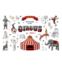 Vintage Circus Retro Carnival Clowns Acrobat