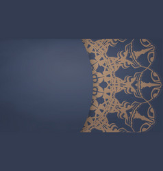 Baner In Blue With Vintage Brown Pattern